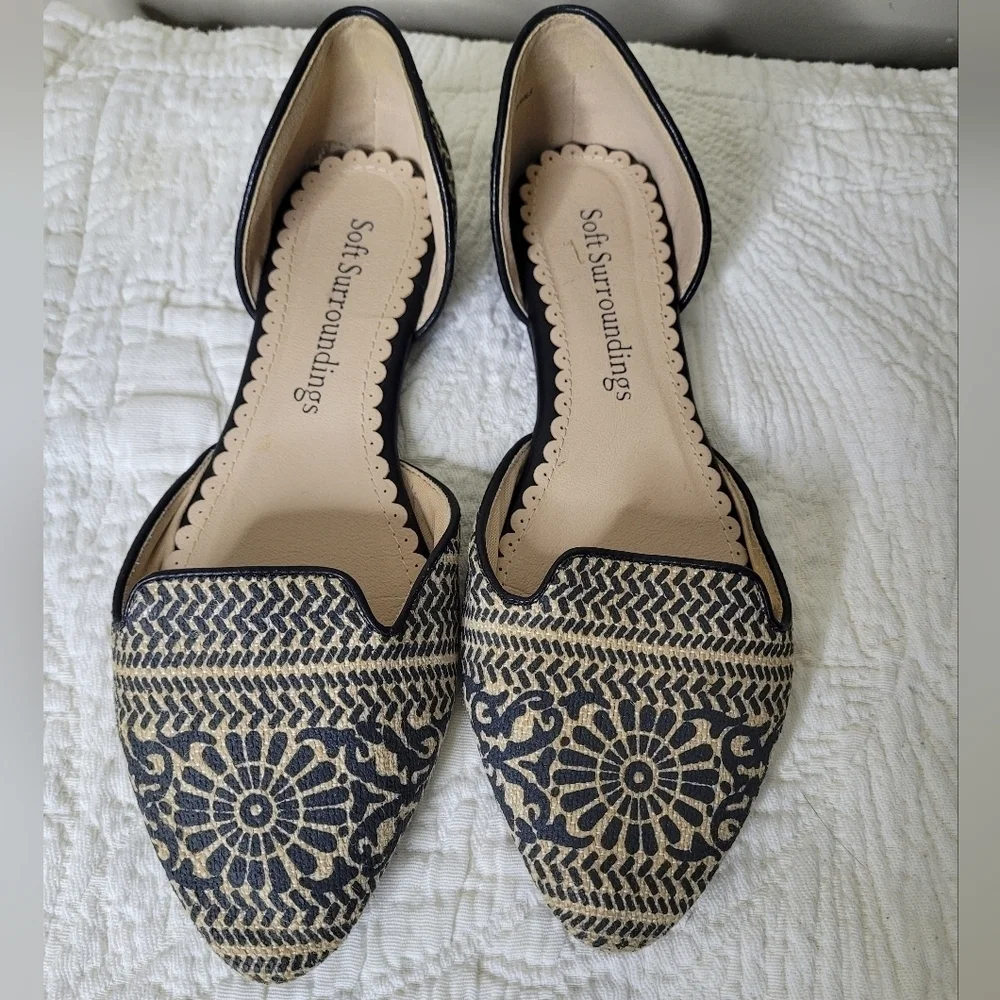 Soft Surroundings Raffia D'Orsay Flats Size 9